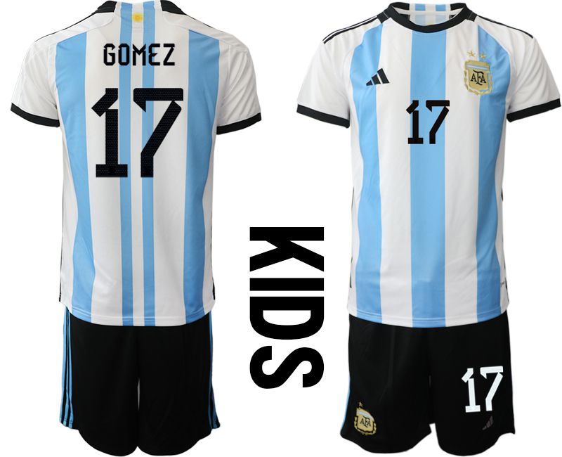 Cheap Youth 2022 World Cup National Team Argentina home white 17 Soccer Jerseys